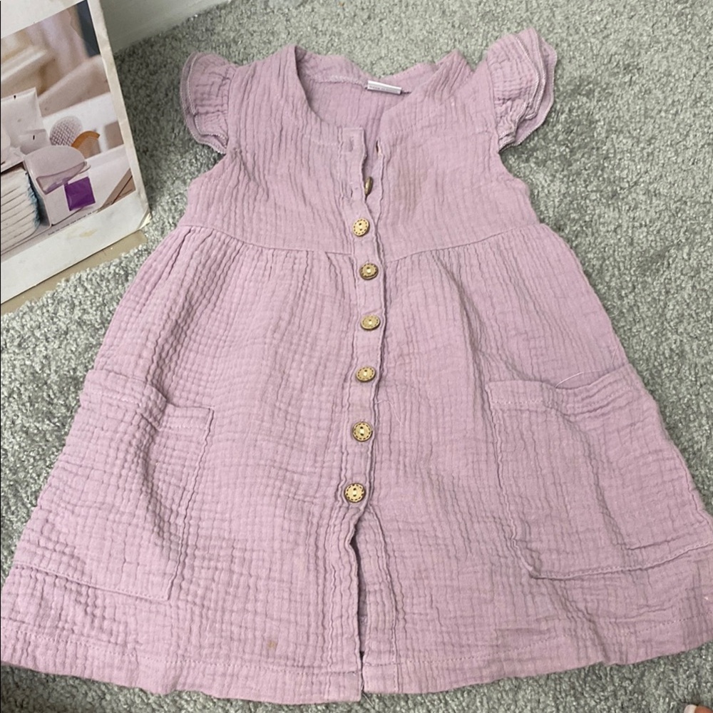 Pink Buttoned Flutter Sleeve Sundress